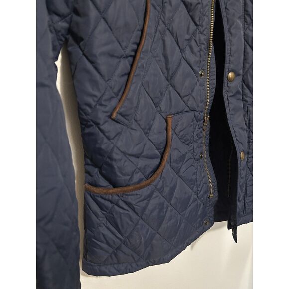 Polo Ralph Lauren Quilted Barn Jacket Navy Brown Corduroy Trim Womens M/M - Picture 9 of 9
